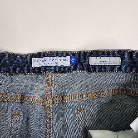 Peter Manning Blue Slim Fit Jeans Cotton Denim PMNYC Men's Size 30 x 28 - Picture 6 of 7